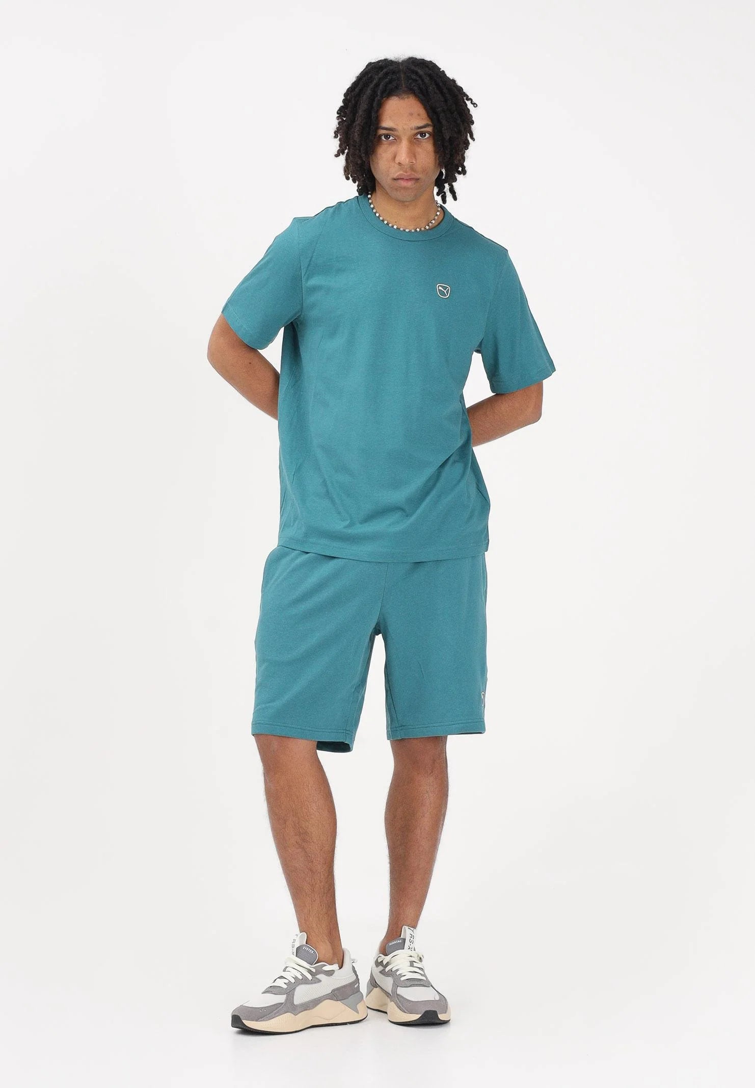 PUMA Men's Essentials Elevated Short Sleeve T-shirt Turquoise