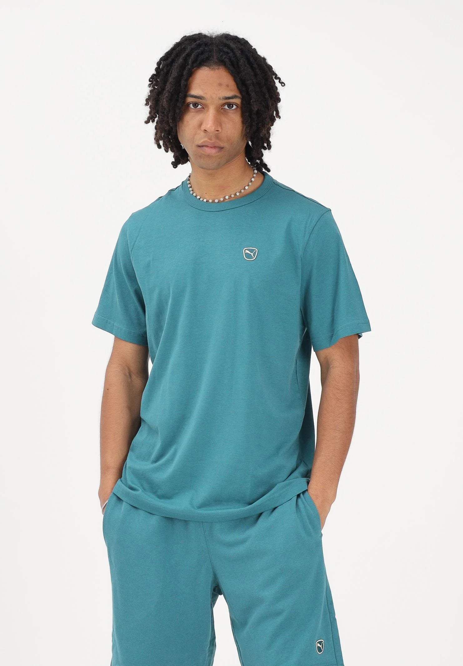PUMA Men's Essentials Elevated Short Sleeve T-shirt Turquoise